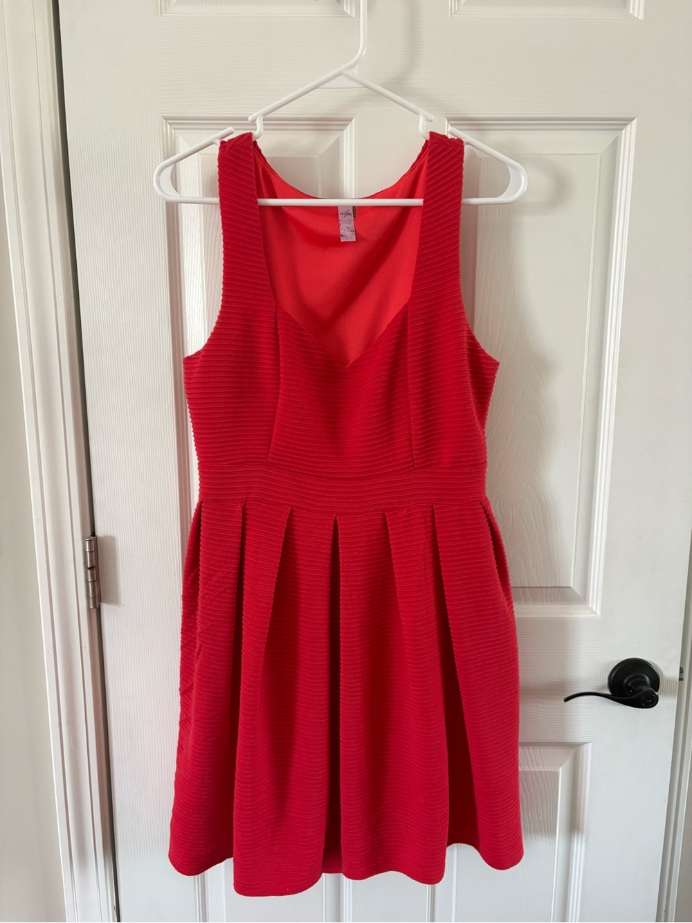 Red Textured Fit-and-Flare Dress - Women's
